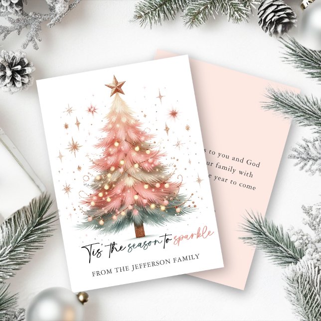 Pink Christmas Tree  Holiday Card (Creator Uploaded)