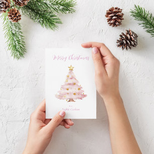 Pink Christmas Tree Holiday Card