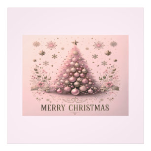 Pink Christmas Tree Merry Christmas Photo Print