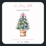 Pink Christmas Tree Merry Little Baby Shower Square Sticker<br><div class="desc">Celebrate the joy of a new arrival with our Pink Christmas Tree Merry Little Baby Girl Baby Shower stickers. Featuring a whimsical pink Christmas tree with pink bow and festive holiday elements, this adorable stickers is perfect for a seasonal baby shower. Customise with your details to create a charming and...</div>