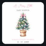 Pink Christmas Tree Merry Little Baby Shower Square Sticker<br><div class="desc">Celebrate the joy of a new arrival with our Pink Christmas Tree Merry Little Baby Girl Baby Shower stickers. Featuring a whimsical pink Christmas tree with pink bow and festive holiday elements, this adorable stickers is perfect for a seasonal baby shower. Customise with your details to create a charming and...</div>