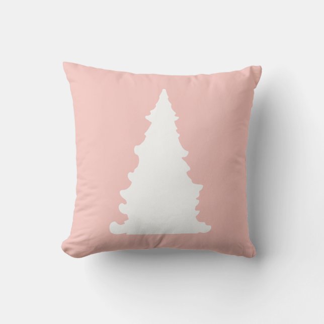 Pink Christmas tree minimalist silhouette Cushion (Front)