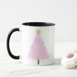 Pink christmas tree mug