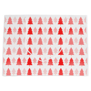 Pink Christmas Tree Pattern  Large Gift Bag