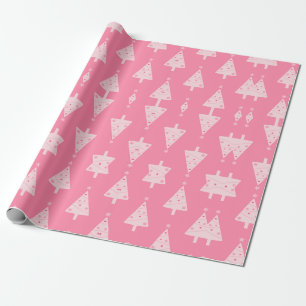 Pink Christmas Tree Pattern Wrapping Paper