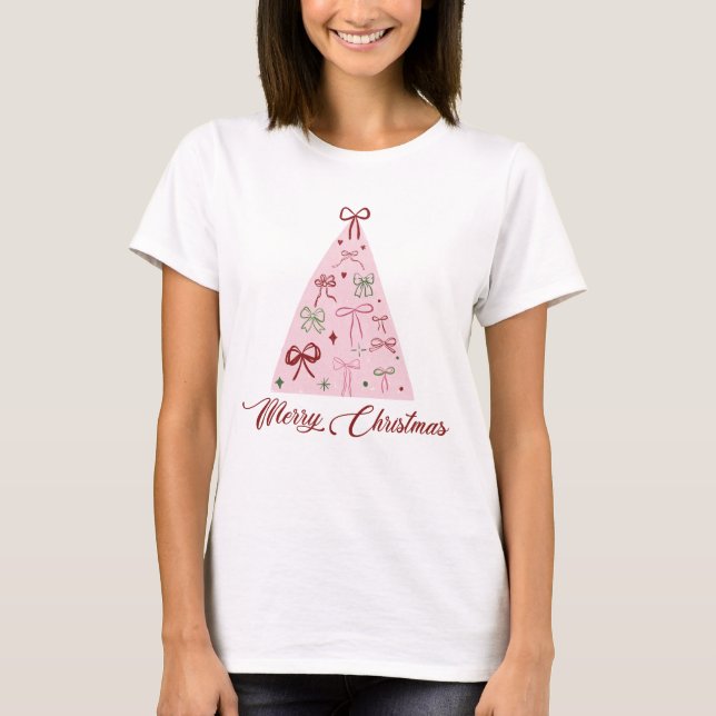 Pink Christmas Tree T-Shirt (Front)