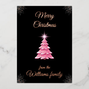 Pink Christmas Tree with Family Name