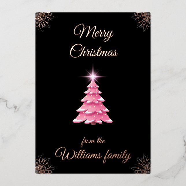 Pink Christmas Tree with Family Name (Front)