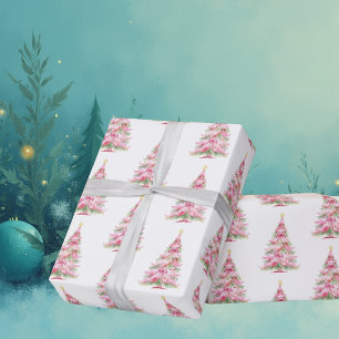Pink Christmas Tree Wrapping Paper