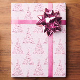 Pink Christmas Tree Wrapping Paper