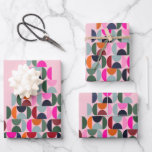 Pink Christmas Tree Wrapping Paper Sheet<br><div class="desc">A cute Christmas tree in pink,  featuring abstract shapes with a mid century modern design. A festive and modern design for the Christmas season.</div>