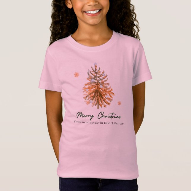 Pink Christmas Tree Youth Shirt  (Front)