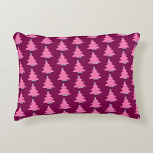 Pink Christmas Trees Accent Pillow