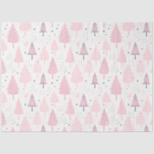 Pink Christmas Trees and Stars Christmas Tissue Paper