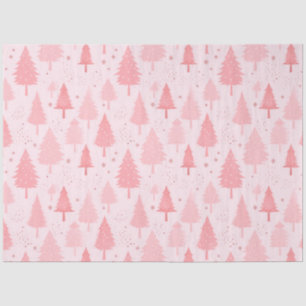 Pink Christmas Trees and Stars Christmas Tissue Paper
