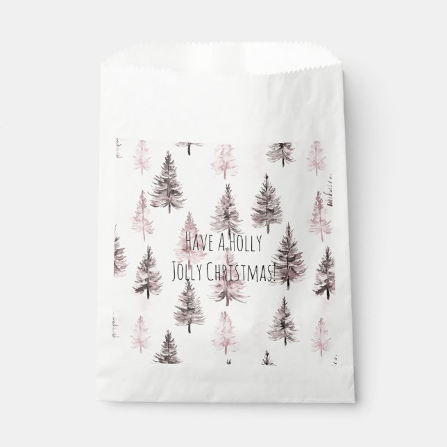 Pink Christmas Trees Favour Bags (Front)