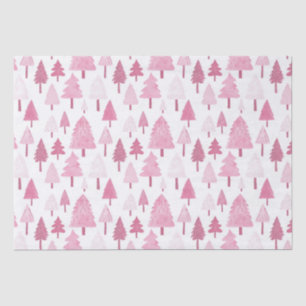 Pink Christmas Trees Fun Modern Holiday Tissue Paper