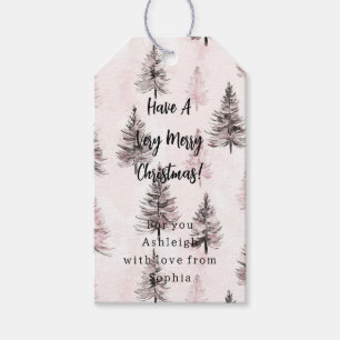 Pink Christmas Trees Gift Tags