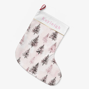 Pink Christmas Trees Large Christmas Stocking