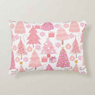 Pink Christmas Trees Pattern Decorative Cushion