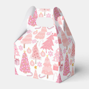Pink Christmas Trees Pattern Favour Box