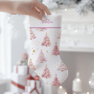 Pink Christmas Trees  Small Christmas Stocking