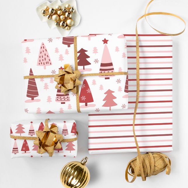 Pink Christmas Trees Wrapping Paper Sheet (Pink Christmas Trees Wrapping Paper Sheets)