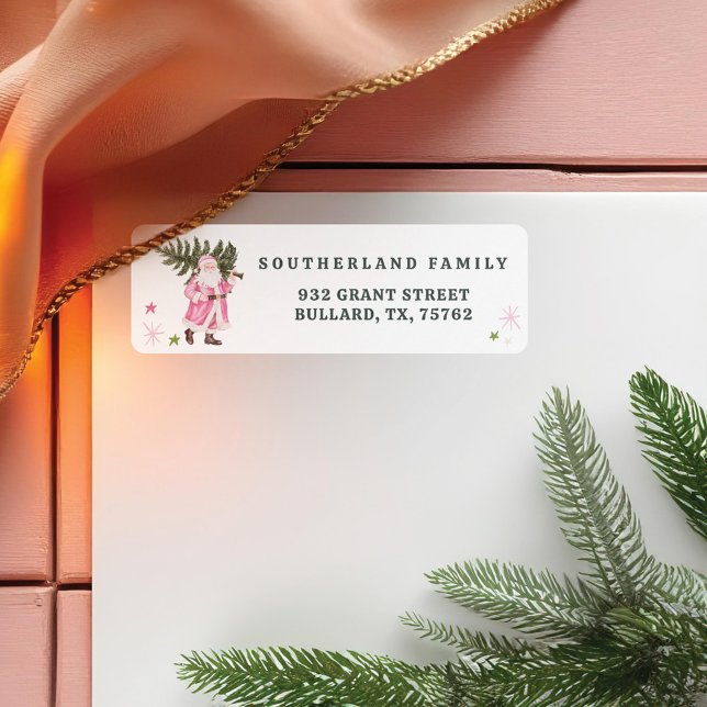 Pink Christmas Vintage Santa Claus Farm Fresh Tree (Pink Christmas Vintage Santa Claus Farm Fresh Tree Label)