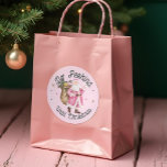 Pink Christmas Vintage Santa Claus No Peeking Classic Round Sticker<br><div class="desc">Add a delightful and playful touch to your holiday gifts with our Adorable "No Peeking Until Christmas" Stickers. These charming stickers are perfect for making your presents stand out and adding an extra layer of excitement to your gift-giving. Our design features our whimsical watercolor design of a retro-style pink Santa...</div>