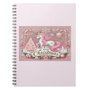 Pink Christmas Wonderland Unicorn Notebook