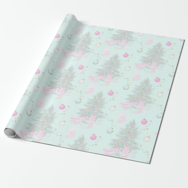 Pink Christmas Wrapping Paper (Unrolled)