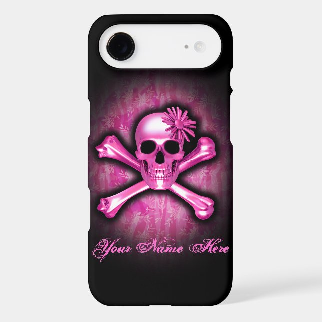 Pink Chrome Skull and Crossbones iPhone 4 Case (Back)