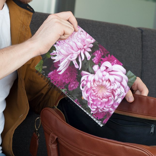 Pink Chrysanthemum Blooms Floral Notebook (In Situ)