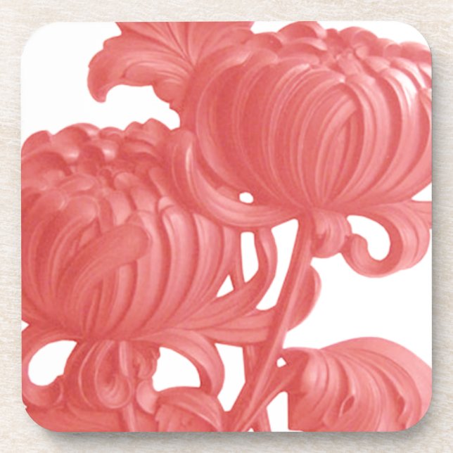 Pink Chrysanthemum Coaster (Front)