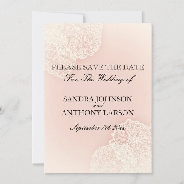 Pink Chrysanthemum Floral Save The Date (Front)