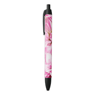 Pink Chrysanthemum Flower    Black Ink Pen