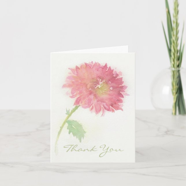 Pink Chrysanthemum Flower Thank You Card (Front)