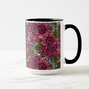 Pink chrysanthemum flowers mug