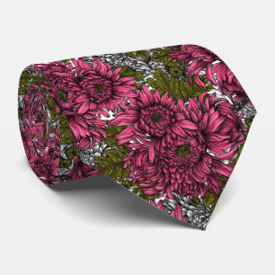 Pink chrysanthemum flowers tie