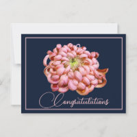 Pink Chrysanthemum Navy Backdrop Congratulations