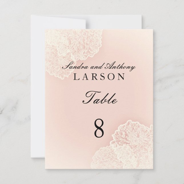 Pink Chrysanthemum Table Number Cards (Front)