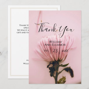 Pink Chrysanthemum Wedding Thank You Card