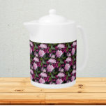 Pink Chrysanthemums Floral Pattern<br><div class="desc">White ceramic teapot with lid that features a photo image of beautiful,  pink Chrysanthemums,  commonly known as Mum flowers,  and printed in a repeating pattern. A lovely,  floral design!</div>