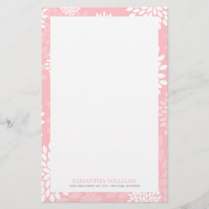 Pink Chrysanthemums Floral Pattern Stationery