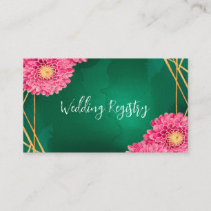 Pink Chrysanthemums Gold Wedding Registry Enclosure Card