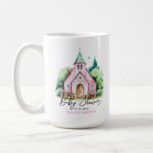 Pink church floral watercolor baby shower coffee mug