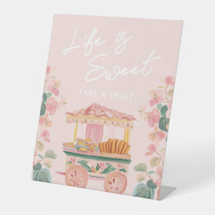Pink Churro Cart "Life is Sweet" Pedestal Sign