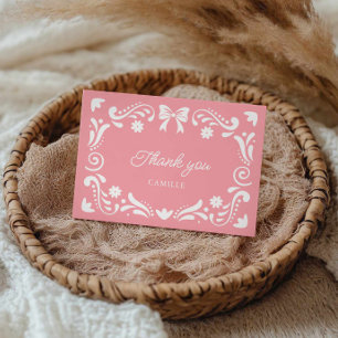 Pink Cielito Lindo Girl Baby Shower Thank You Card