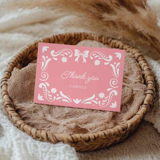 Pink Cielito Lindo Girl Baby Shower Thank You Card (Pink Cielito Lindo Baby Shower Thank you card)