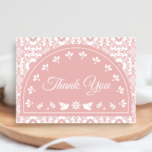 Pink Cielito Lindo Papel Picado Baby Shower Thank You Card